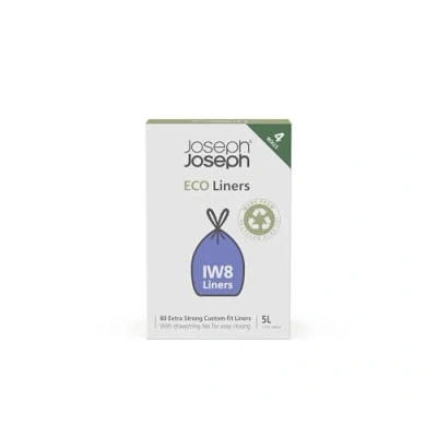 Image de Joseph IW8 Eco sacs poubelles écologique en plastique recyclé, pour déchets de cuisine avec Fermeture à Poignées coulissantes, très résistants, 80 sacs, 5 Litres