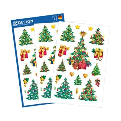 Afbeelding van AVERY Zweckform Art. 52401 Kerststickers met details (kerststickers van papier, kerstdecoratie zelfklevend voor kaarten, geschenken, DIY) 3 vellen elk 10 stickers