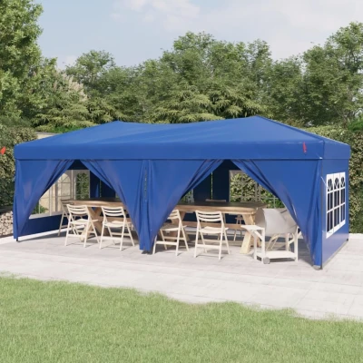 Afbeelding van Partytent inklapbaar met zijwanden 3x6 m blauw