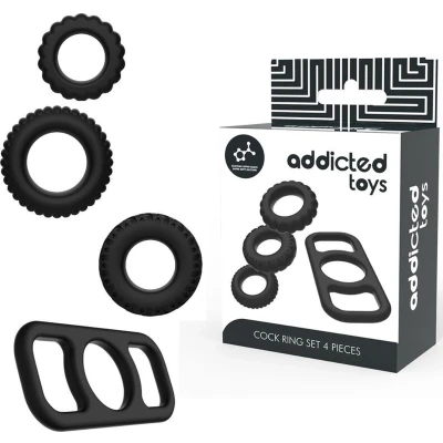 Afbeelding van Addicted Toys Cock Ring Set 4 Pieces Sex Toy for Couples Cockring Man