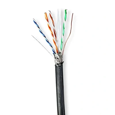 Image de Nedis Câble en vrac 100 m 6.3 mm S/FTP CAT 6 solide, extérieur, rond noir