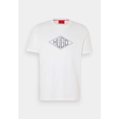 Afbeelding van HUGO BOSS heren Dalendi T shirt met logoborduring in de kleur Wit, maat: XS