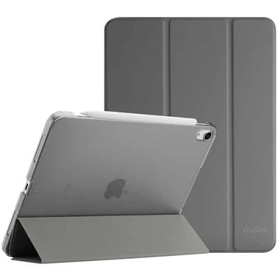Afbeelding van ProCase Hoes voor 10,9 inch iPad Air 5e 2022 / 4e 2020 Case, Tri fold Slim Beschermhoes Hoesje Smart Folio Cover met Translucent Matte Back Grijs