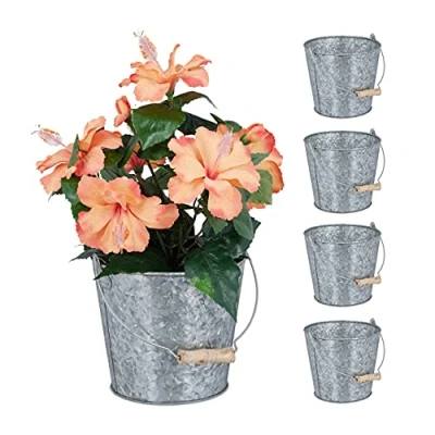 Afbeelding van Relaxdays, Bloempot, Zinken pot (17 cm)
