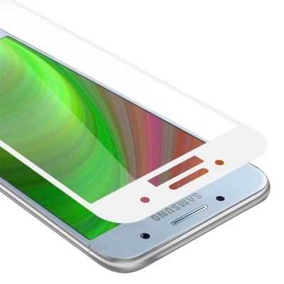 Afbeelding van Cadorabo Screenprotector geschikt voor Samsung Galaxy A7 2017 Volledig scherm pantserfolie Beschermfolie in TRANSPARANT met WIT Gehard (Tempered) display beschermglas 9H hardheid 3D Touch