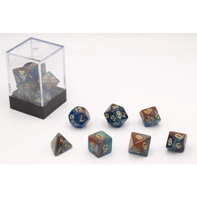 Afbeelding van Dobbelstenen Stardust Blauw/Amber 7set