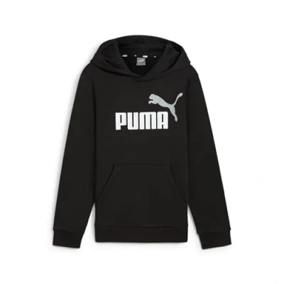 Afbeelding van PUMA ESS+ 2 Col Big Logo Hoodie FL B Jongens Trui White Medium Gray Maat 128