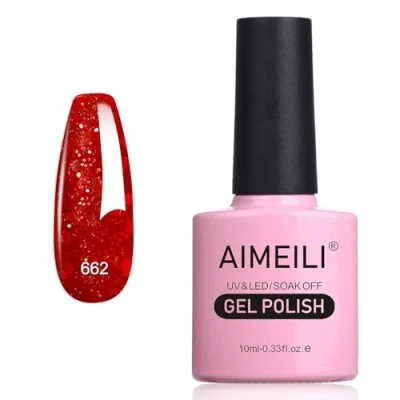 Afbeelding van AIMEILI nagellak, semi permanent, met glitter, fijne gel, led, UV, kleur voor herfst/winter, 10 ml (662)