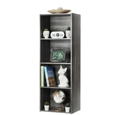 Afbeelding van Iris Ohyama, Opbergkast, boekenkast, 4 legplanken, robuust, multifunctioneel, kantoor, ingang, slaapkamer, woonkamer Basic Storage Shelf CX eiken, grijs