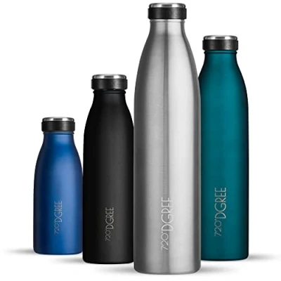 Afbeelding van 720DGREE MilkyBottle Drinkfles van roestvrij staal, 1 liter, BPA vrij, lekvrij, voor sport, universiteit, school, fitness, outdoor, camping