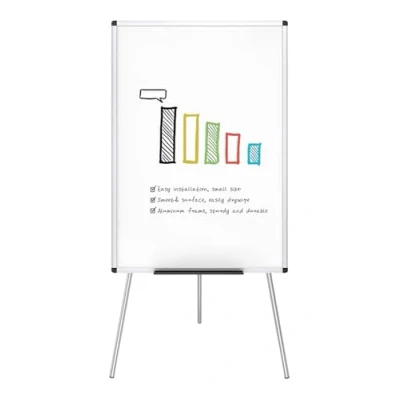 Afbeelding van VIZ PRO Whiteboard/flipchart ezel, in hoogte verstelbaar, niet magnetisch, droog afwasbaar, 90 x 60 cm