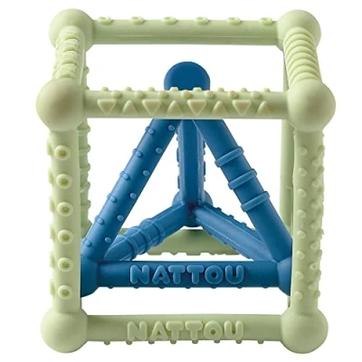 Afbeelding van Nattou Kubus Speelgoed Silicone Groen 10 cm