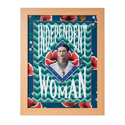 Afbeelding van Frida Kahlo Art print &#039;Independent Woman&#039; in fotolijst hout eiken kleur 30 x 40 cm