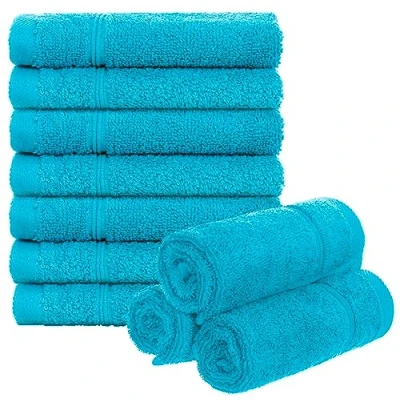 Afbeelding van Set van 10 zeepdoekjes, washandjes, gastendoekjes, badstof, huishouden, 30 x cm, 100% katoen, 470 g/m² (30 turquoise)