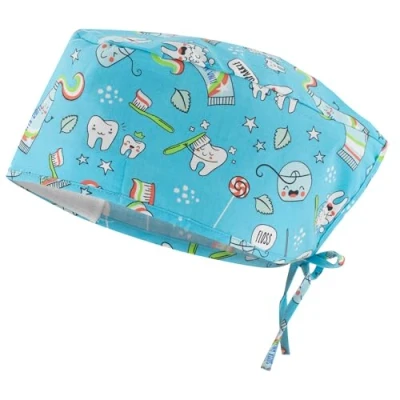 Afbeelding van B well Adelina Chirofano Beanie, verpleegstershoeden, chirofano, dames, apura, accessoires voor medisch personeel (blauwe tanden), Blauwe tanden
