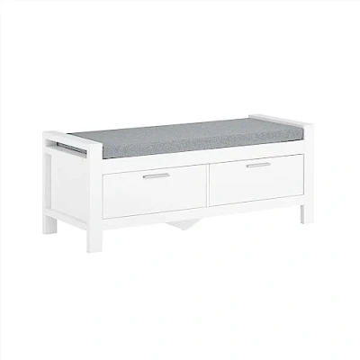 Afbeelding van SoBuy® FSR74 W Opbergbank met gevoerd kussen, schoenenkast, halmeubel, opbergkast, wit