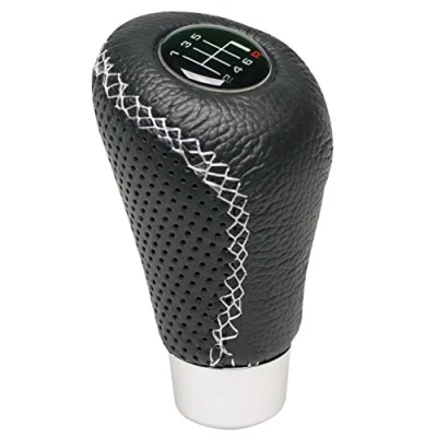 Afbeelding van Race Sport Pookknop Universeel Leer 8,5 Cm Zwart/wit