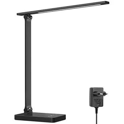 Afbeelding van Lepro Desk Lamp, LED Table Dimmable, Bedside 655 lm, 3 Colours and 5 Brightness Levels, Daylight Lamp for Children, Office, Plastic, Black