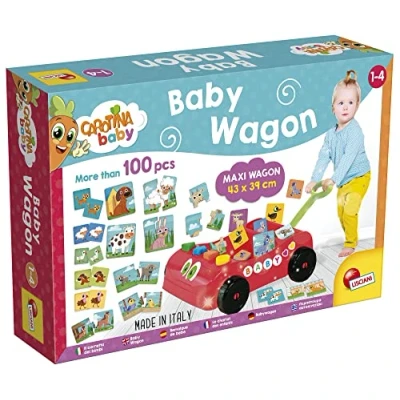 Afbeelding van Lisciani Baby Wagon educatieve speelset puzzels, geheugenspel, vormen trolley om te personaliseren voor kinderen van 1 tot 4 jaar Carotina