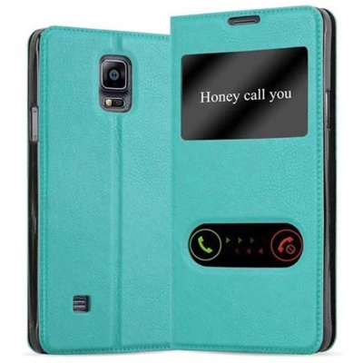 Afbeelding van Cadorabo Hoesje geschikt voor Samsung Galaxy NOTE 4 in MUNT TURKOOIS Beschermhoes met magnetische sluiting, standfunctie en 2 kijkvensters Book Case Cover Etui