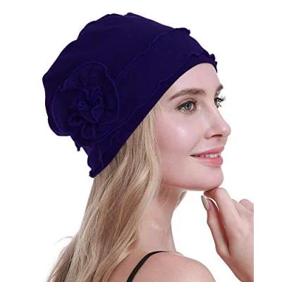 Afbeelding van osvyo Chemotulband voor dames, muts tegen en haaruitval, verzegelde verpakking, Marineblauw katoen