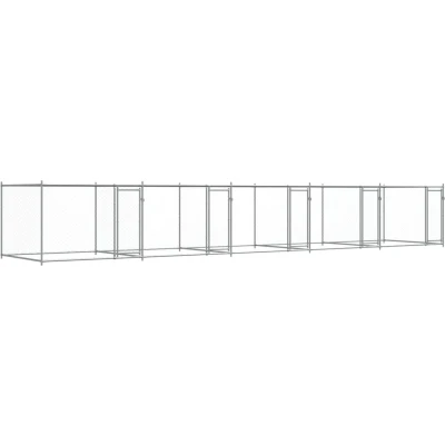 Afbeelding van vidaXL Hondenhok met deuren 10x2x1,5 m gegalvaniseerd staal grijs