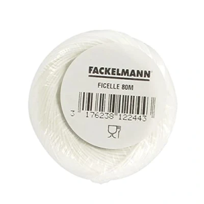 Afbeelding van Fackelmann 1224450 Voedselkoord, braadkoord, keukenkoord, keukentouw, polyester, wit, 80 m