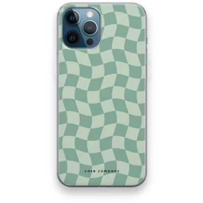 Afbeelding van Case Company® hoesje geschikt voor iPhone 12 Pro Grid Groen Soft Cover Telefoonhoesje Bescherming aan alle Kanten en Schermrand