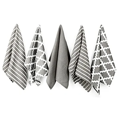 Image de Penguin Home® Coton Torchon 5 Pièce Set, 65 cm Longueur x 45 Largeur, Gris