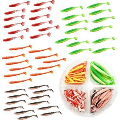 Afbeelding van Fish Xpro Softbait set Bright Donker Water 7 tot 12cm +/ 60stuks Shads Kunstaas Roofvis