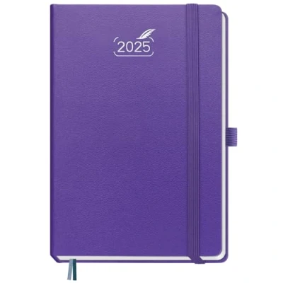 Afbeelding van agenda 2025 BEZEND 2025, A5 hardcover, weekplanner met wekelijkse notities en van januari tot december 25, 120 g/m² papier, gestippelde notitiepagina&#039;s, paars