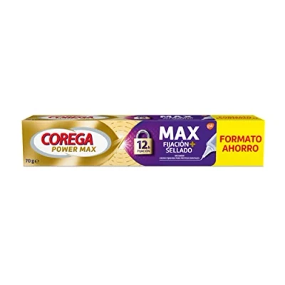 Image de Corega Max fixation + scellage, crème fixatrice pour prothèses dentaires, jusqu&#039;à 12 heures de fixation, 70 g