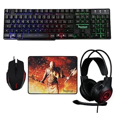 Afbeelding van Gaming Pack Konix Frans Azerty Toetsenbord Rogue Drakkar + Muis Headset Muismat Zwart
