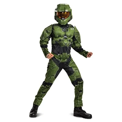 Afbeelding van Disguise Halo Officieel kostuum voor kinderen, Master Chief Kinderkostuum, militair Halloween maat L