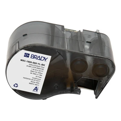 Image de Brady M5C 1500 595 YL BK ruban vinyle 38,1 mm x 7,62 m (d&#039;origine) noir sur jaune