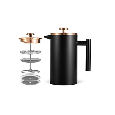 Afbeelding van MaxMiuly French Press Dubbelwandige Koffiezetapparaat van roestvrij staal met vervangingsfilter, 350 ml, 0,35 l, zwart