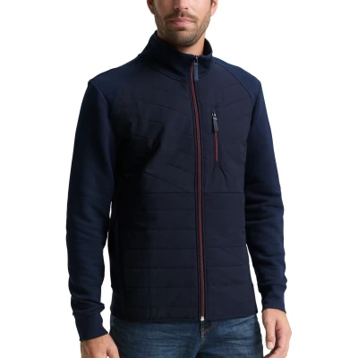 Afbeelding van Tom Tailor Heren Sweatjack HYBRID SWEAT JACKET regular fit Blauw M Volwassenen