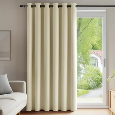 Afbeelding van Deconovo Thermo isolerende verduisteringsgordijnen, 200 x 290 cm (b h), gordijnen voor woonkamer en slaapkamer, modern design met oogjes, lichtgrijs, 1 stuk