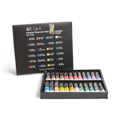 Afbeelding van Elan aquarelverfset, 24 tubes aquarelverf, 12 ml, set voor volwassenen, verf aquarelset, aquareltube