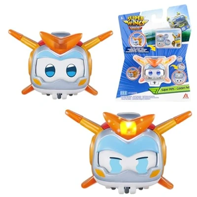 Afbeelding van Super Wings Golden Boy Pet 5 cm met schakelbare gezichtsuitdrukking, flash effect, draagbaar, speelgoed voor jongens en meisjes van 3, 4, 5, 6, 7, 8 jaar