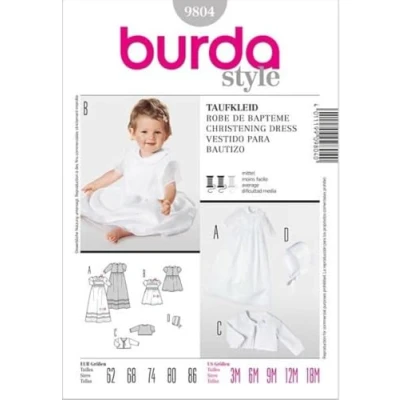 Afbeelding van Burda B9804 naaipatroon doopjurk 19 x 13 cm