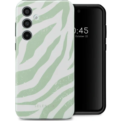 Afbeelding van Selencia Hoesje Geschikt voor Samsung Galaxy A35 Vivid Backcover Colorful Zebra Sage Green