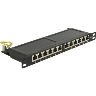 Afbeelding van Premium CAT6a Gigabit 10&#039;&#039; Patch Panel 0,5U met 12 poorten afgeschermd / zwart