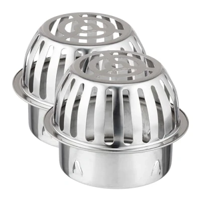 Afbeelding van Relaxdays 2 x 100 mm dakgootafdekking, roestvrij staal, bescherming tegen vuil, bladopvangmand