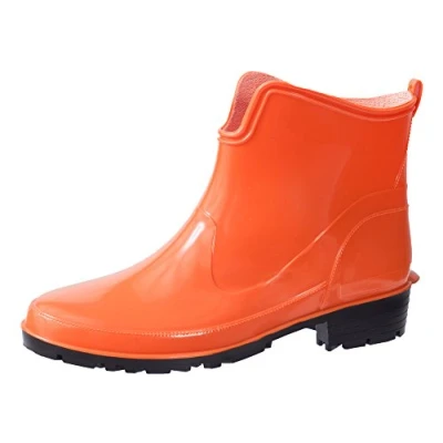 Afbeelding van Ladeheid LA LMG 930 Elke Dames Regenlaarzen Rubber Enkelhoogte PVC Waterdicht Oranje 41