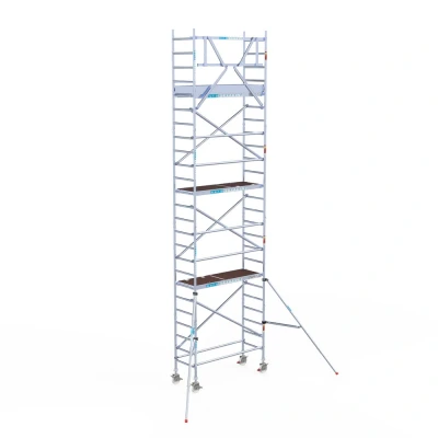 Afbeelding van Professionele aluminium rolsteiger 0.75x1.90x8.20m werkhoogte met houten platformen