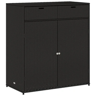 Afbeelding van vidaXL Tuinkast 105x55x113 cm poly rattan zwart