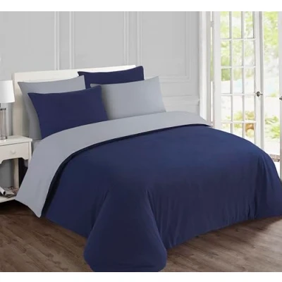 Afbeelding van Vision Flanel Blauw/grijs Omkeerbaar Dekbedovertrek 240 x 220cm met 2 slopen lits jumeaux 100% Katoen