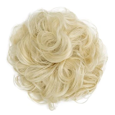 Afbeelding van Prettyshop Scrunchie pruik, opgestoken haar, volumineus krullend knotje, platinabond, G18A