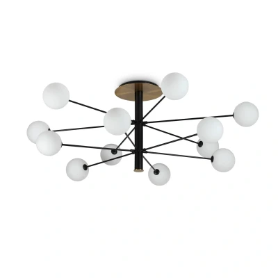 Afbeelding van Ideal Lux Cosmopolitan zwart/messing 12 lamps Ø 145